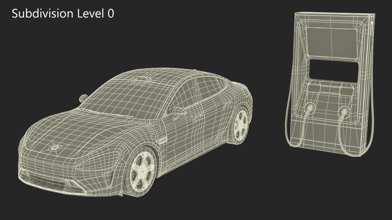 Electric Car Charging Station and Xiaomi Verdant Green 3D model