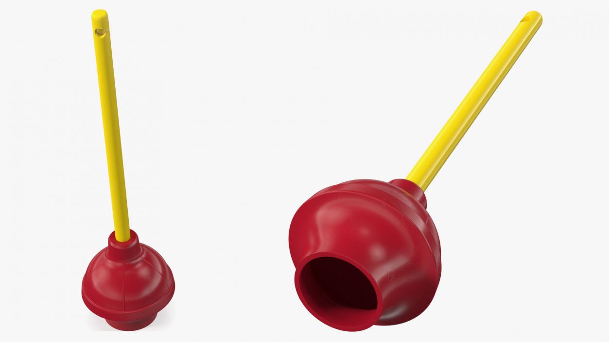 3D Heavy Duty Flange Toilet Plunger Red