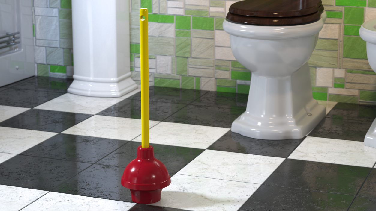 3D Heavy Duty Flange Toilet Plunger Red