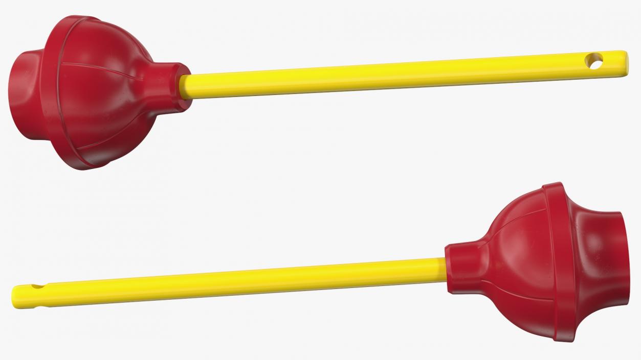 3D Heavy Duty Flange Toilet Plunger Red