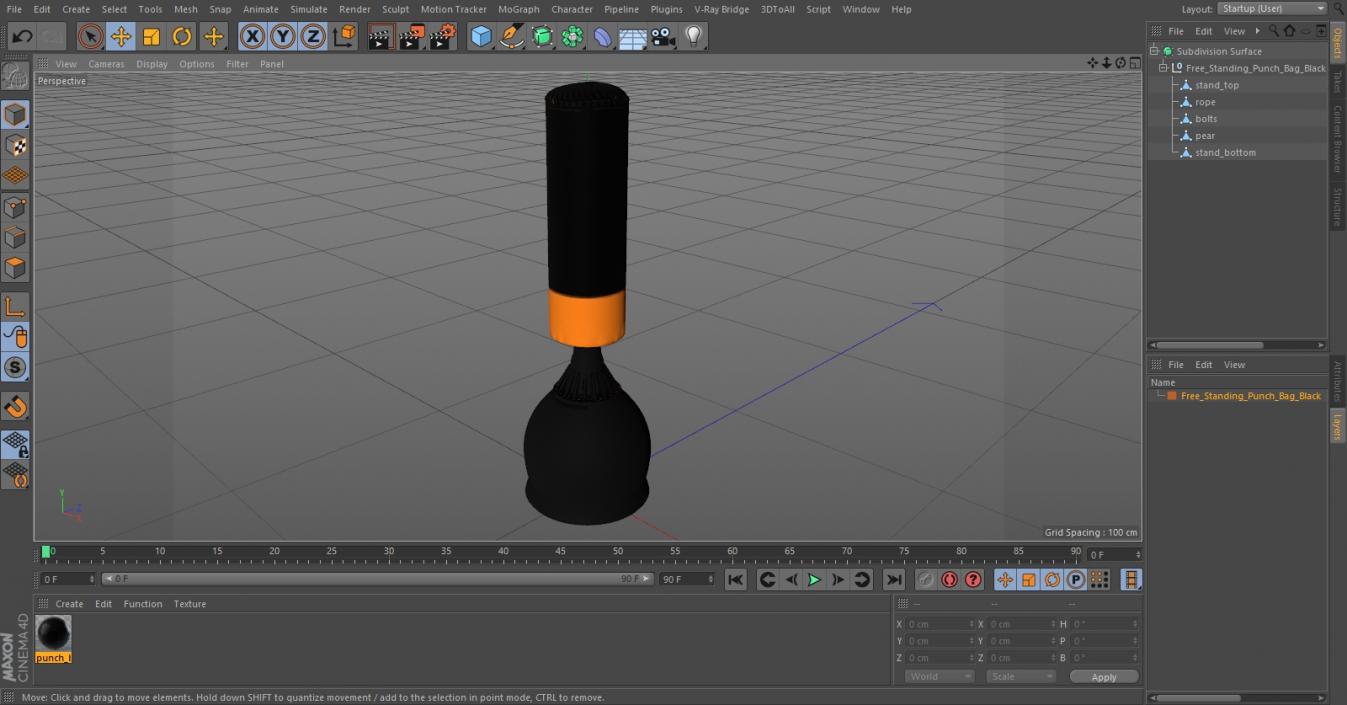 Free Standing Punch Bag Black 3D model