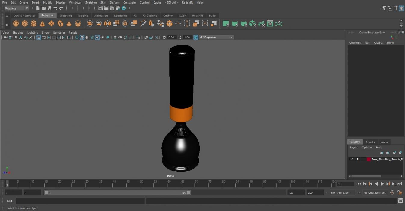 Free Standing Punch Bag Black 3D model