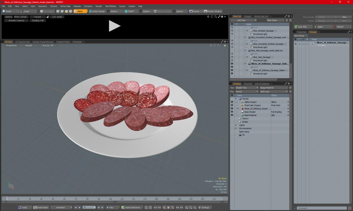 Slices of Delicious Sausage Salami 3D model