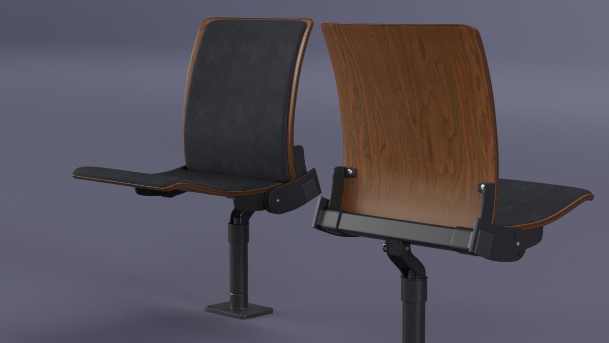 3D Auditorium Soft Seating Dark Wood model