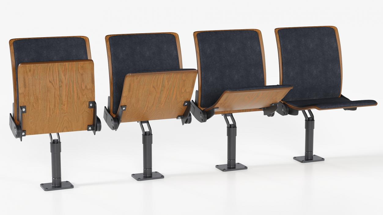 3D Auditorium Soft Seating Dark Wood model