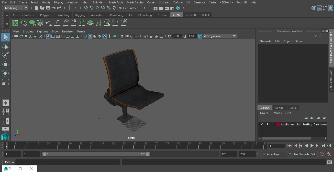 3D Auditorium Soft Seating Dark Wood model