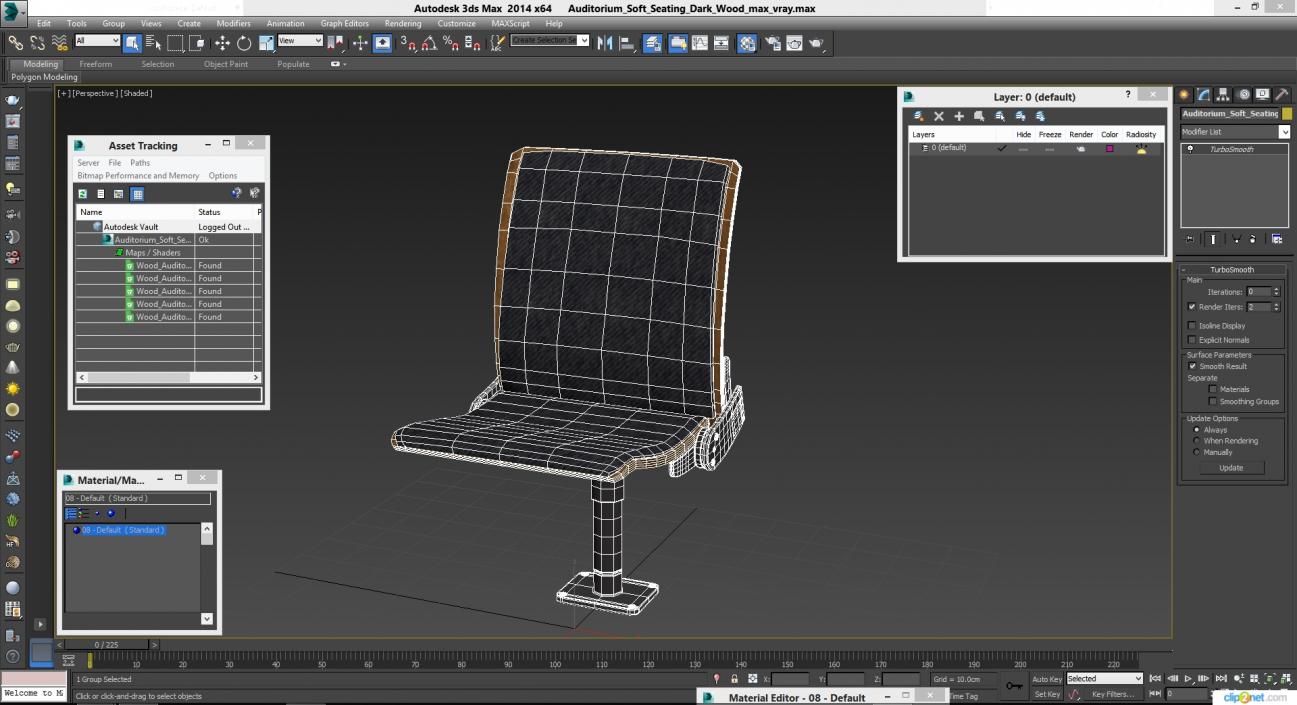 3D Auditorium Soft Seating Dark Wood model