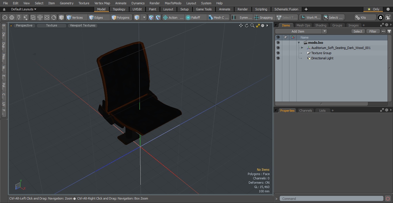 3D Auditorium Soft Seating Dark Wood model