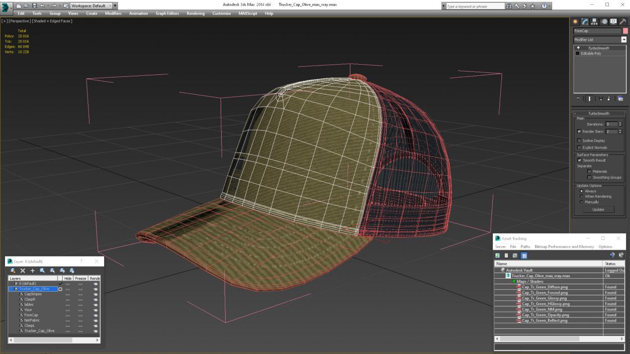 Trucker Cap Olive 3D