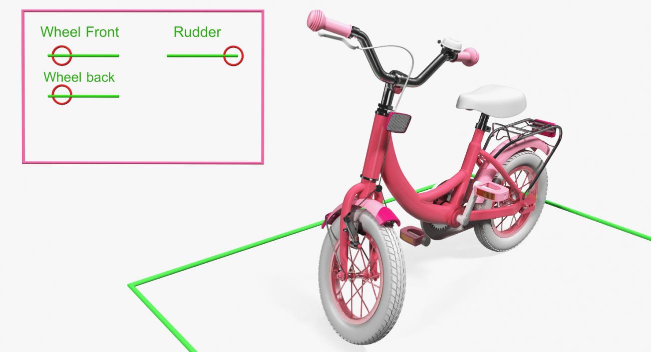 Girls Kids Bike Rigged 3D