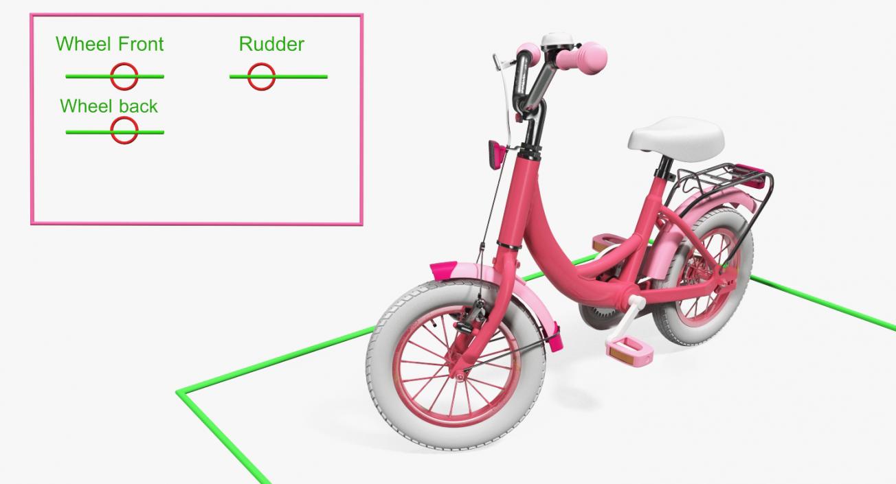 Girls Kids Bike Rigged 3D