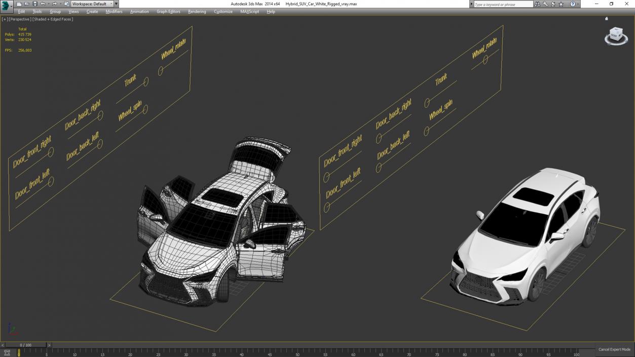 Hybrid SUV Car White Rigged 3D