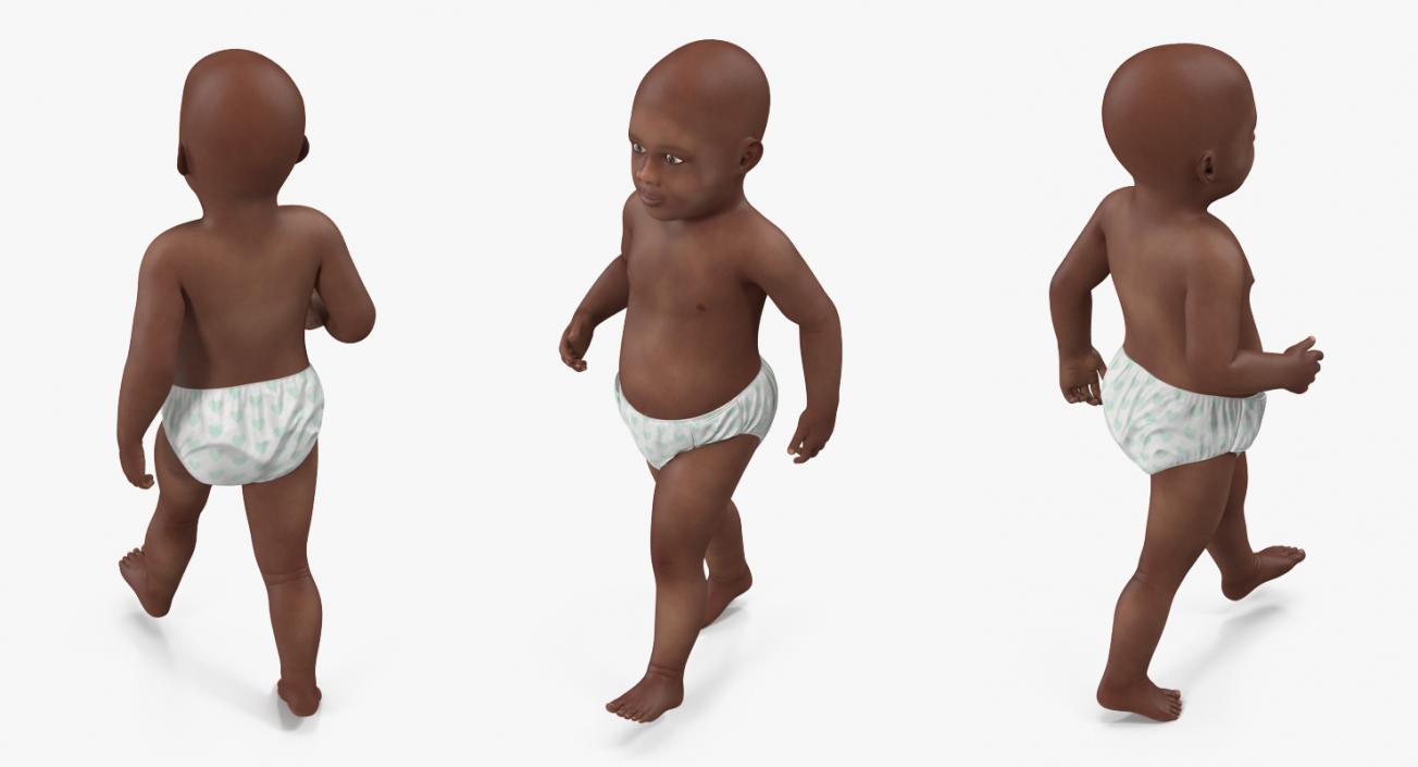 African American Baby Walking 3D model