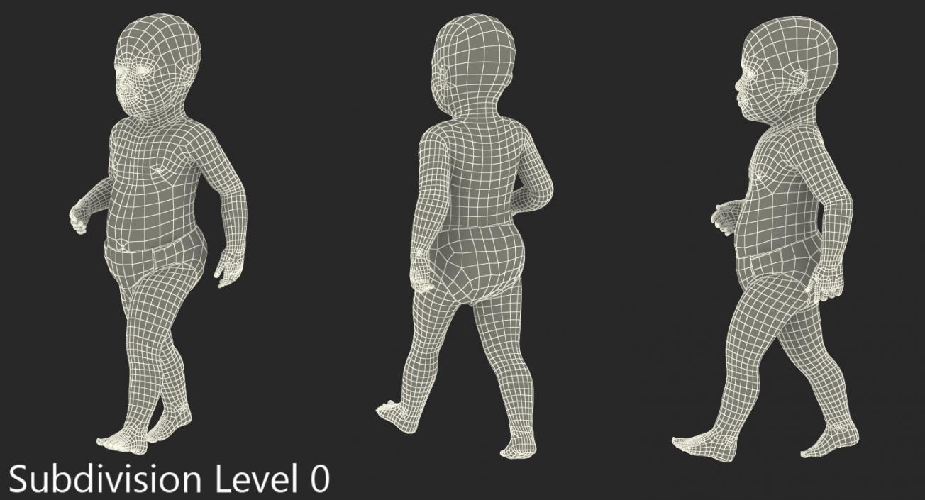 African American Baby Walking 3D model