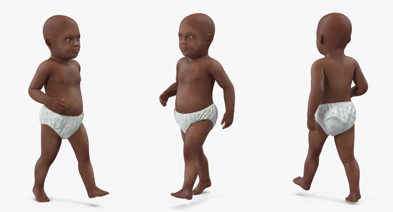 African American Baby Walking 3D model