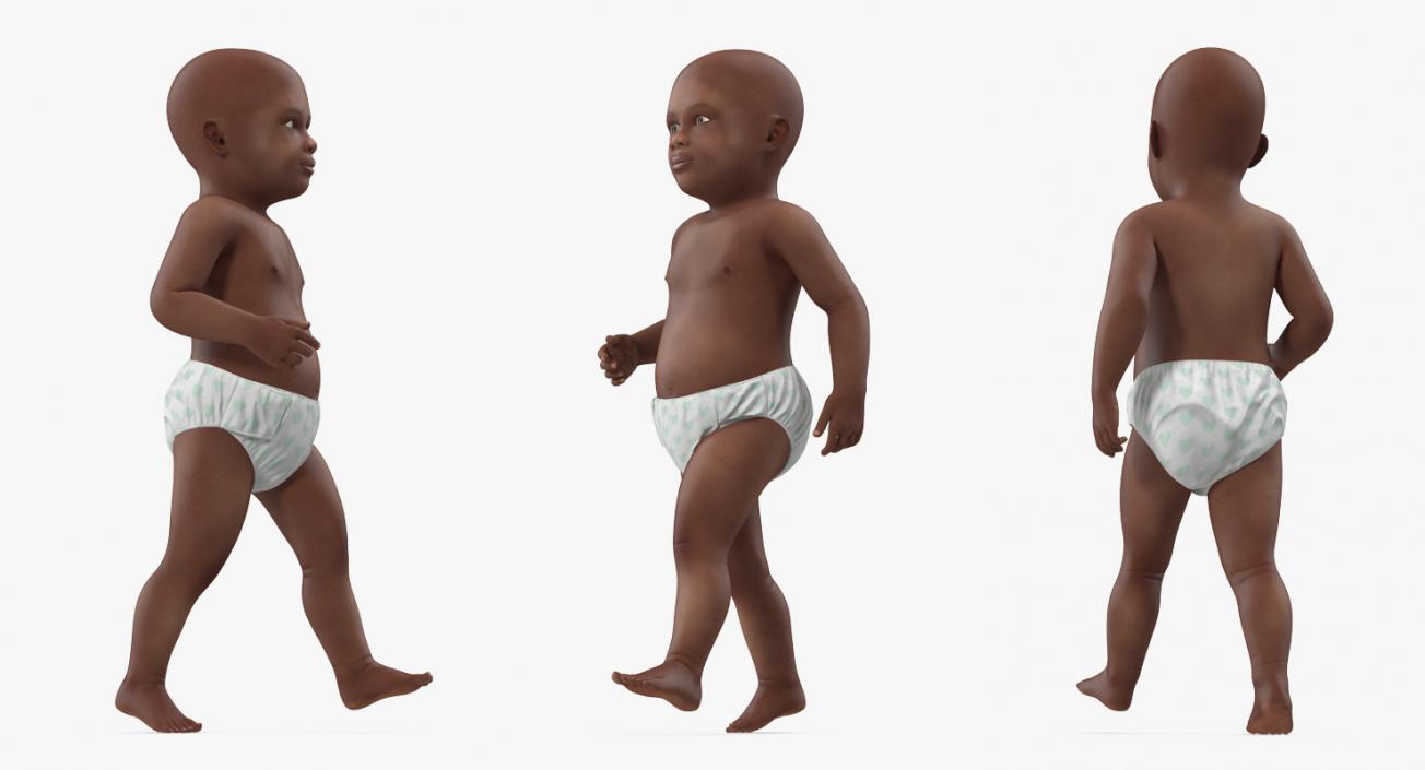 African American Baby Walking 3D model