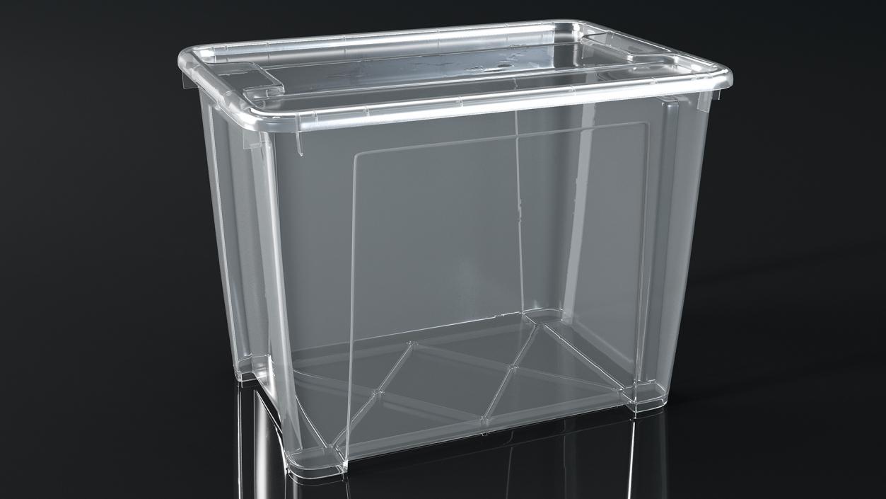 Large Transparent Plastic Container with Lid 3D model