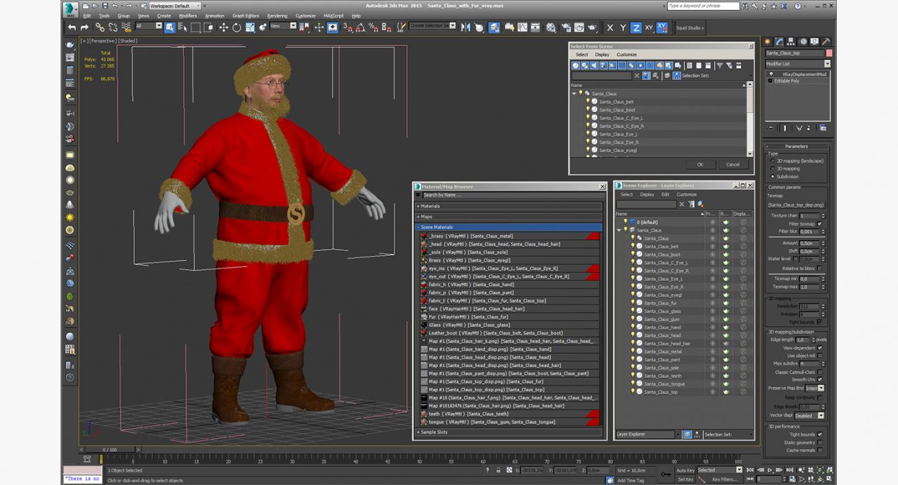 3D model Santa Claus with Fur