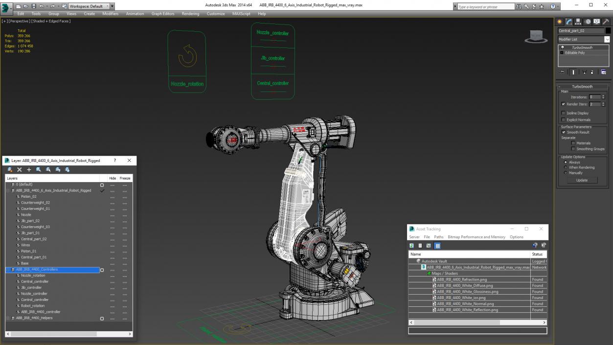 3D ABB IRB 4400 6 Axis Industrial Robot Rigged model