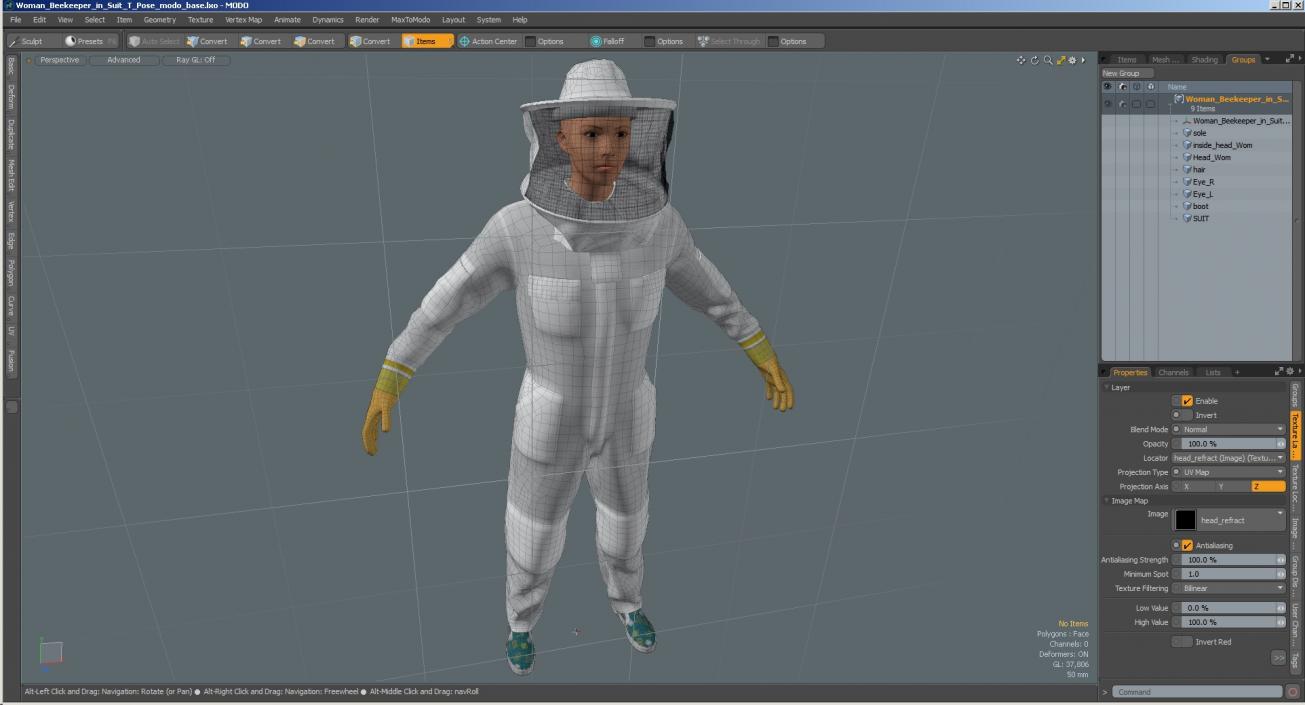 3D model Woman Beekeeper in Suit T Pose