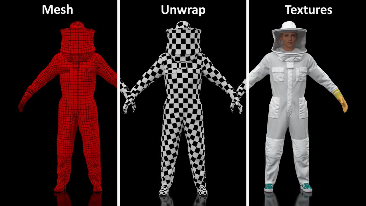 3D model Woman Beekeeper in Suit T Pose