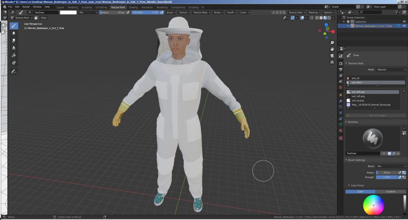 3D model Woman Beekeeper in Suit T Pose