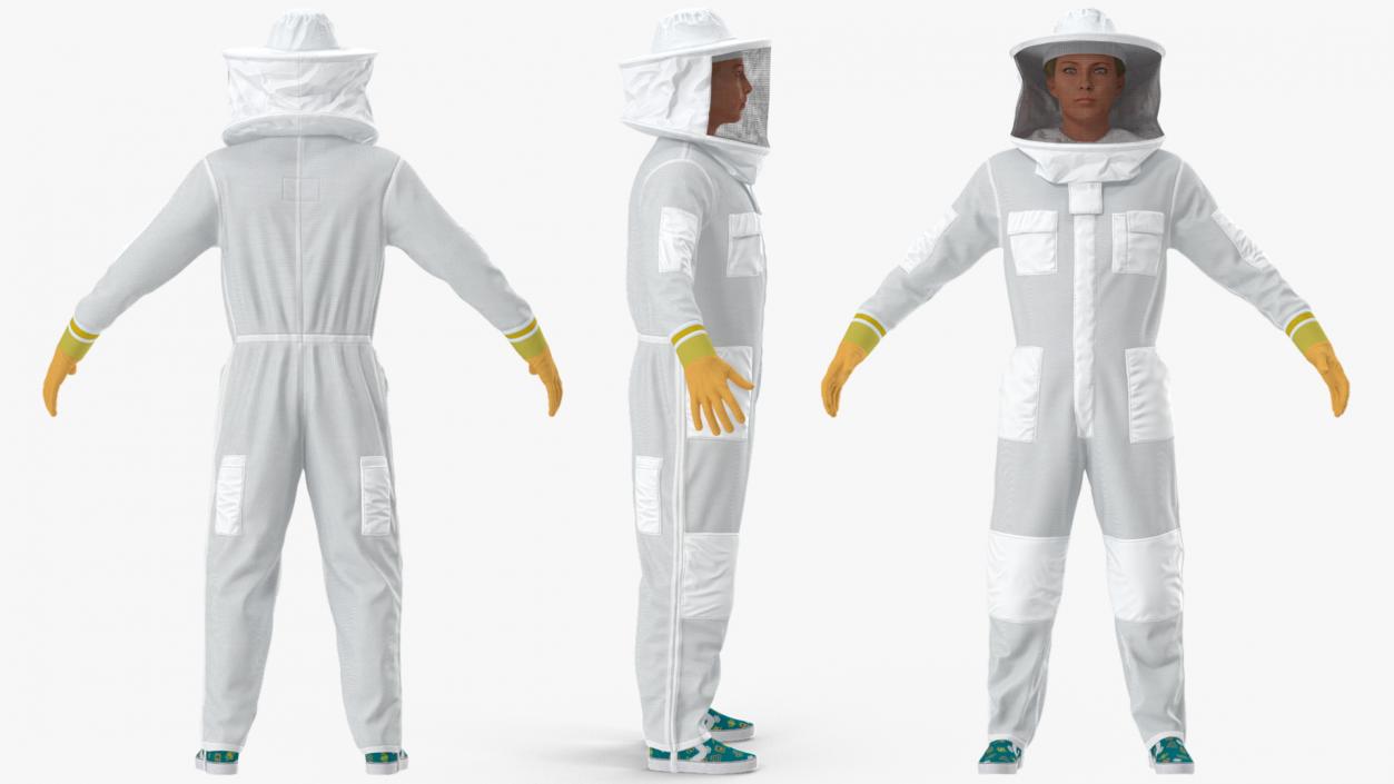 3D model Woman Beekeeper in Suit T Pose