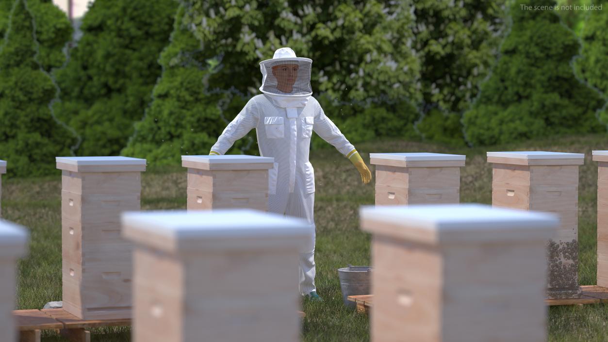 3D model Woman Beekeeper in Suit T Pose