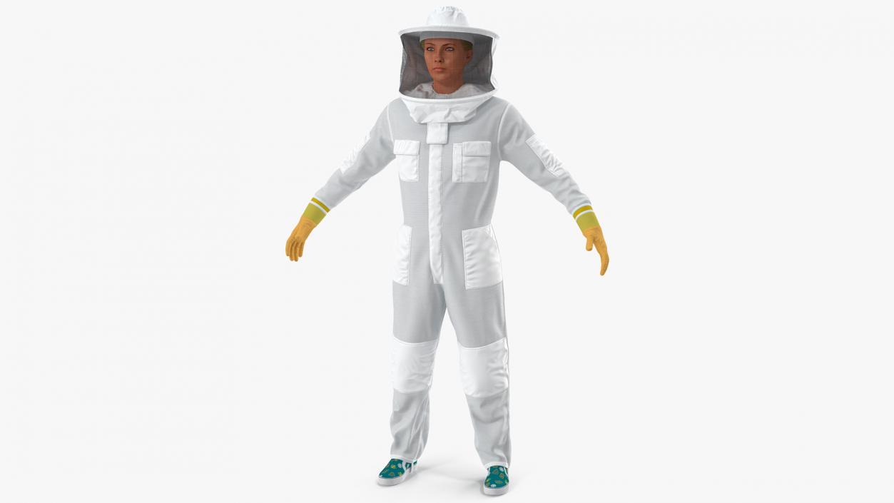 3D model Woman Beekeeper in Suit T Pose