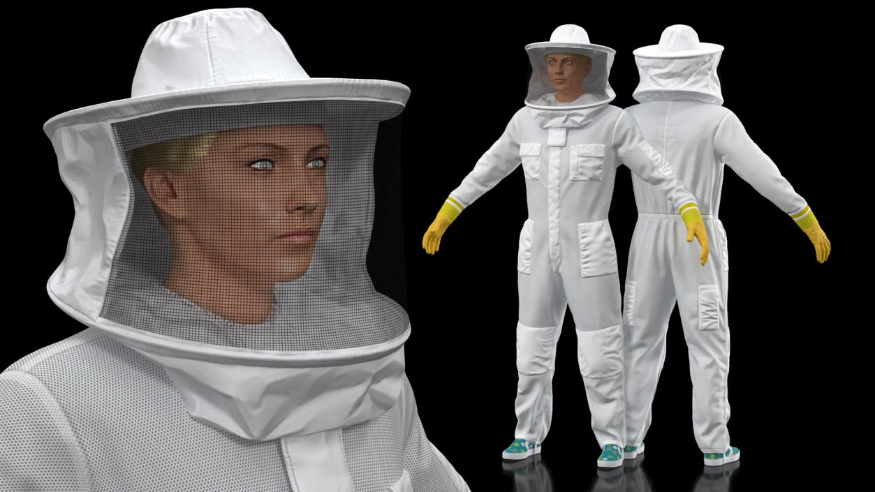 3D model Woman Beekeeper in Suit T Pose