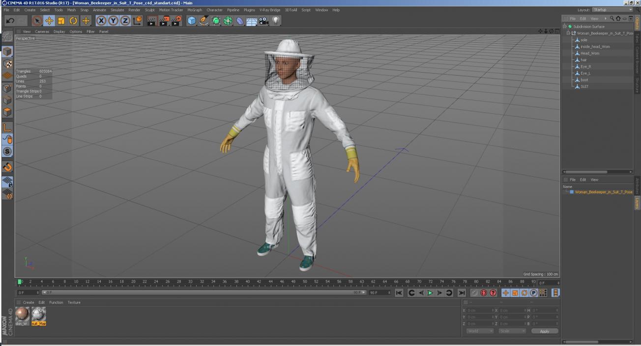 3D model Woman Beekeeper in Suit T Pose