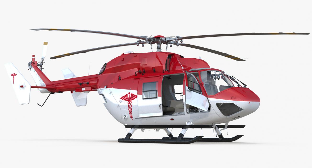 Kawasaki BK 117 Air Ambulance Helicopter Rigged 3D