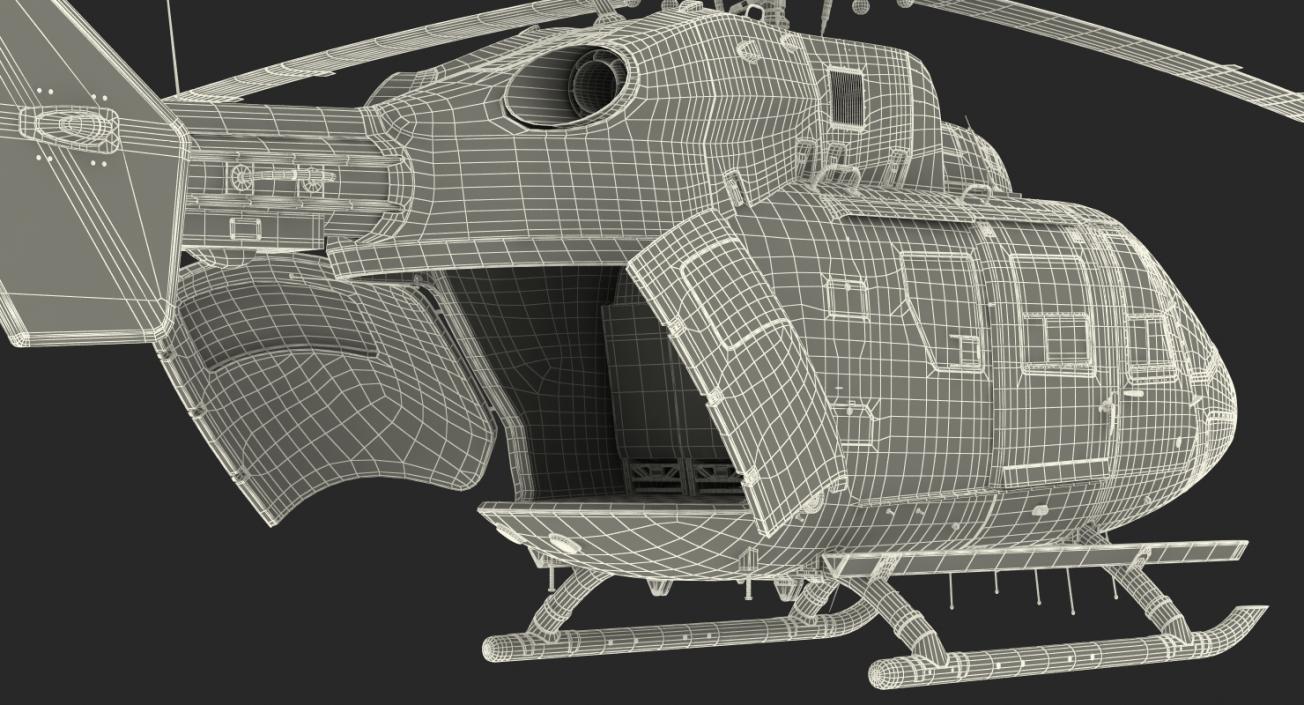 Kawasaki BK 117 Air Ambulance Helicopter Rigged 3D