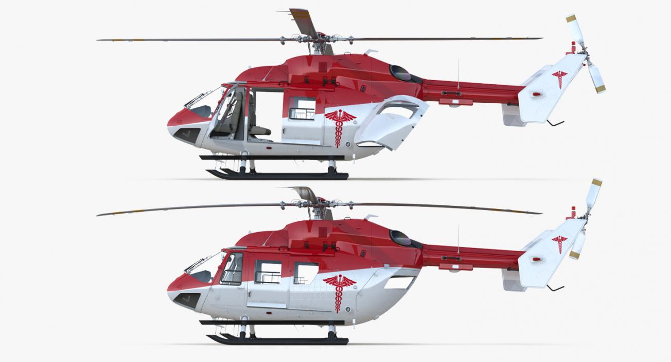 Kawasaki BK 117 Air Ambulance Helicopter Rigged 3D