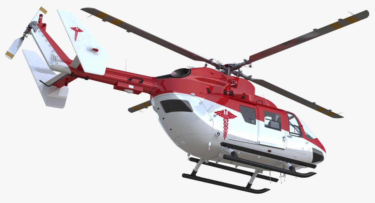 Kawasaki BK 117 Air Ambulance Helicopter Rigged 3D