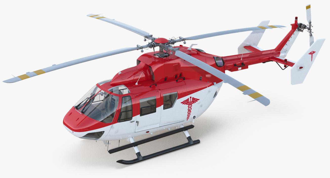 Kawasaki BK 117 Air Ambulance Helicopter Rigged 3D