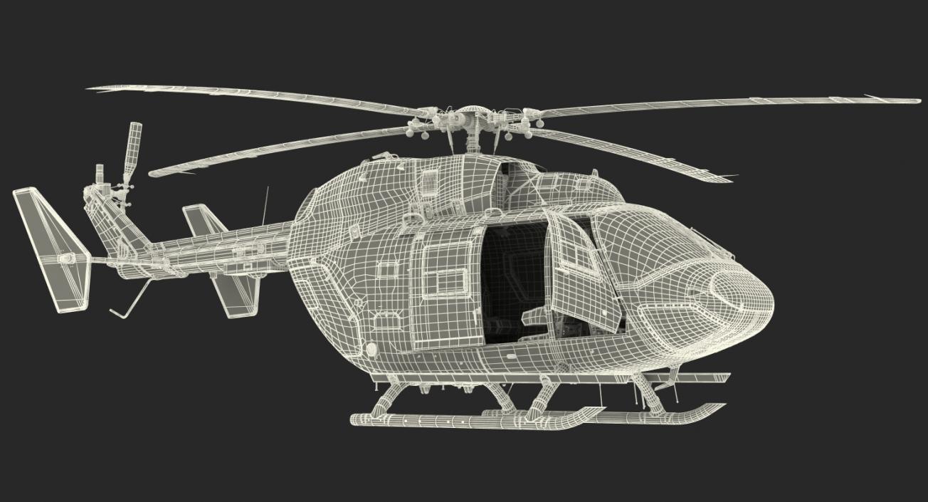 Kawasaki BK 117 Air Ambulance Helicopter Rigged 3D