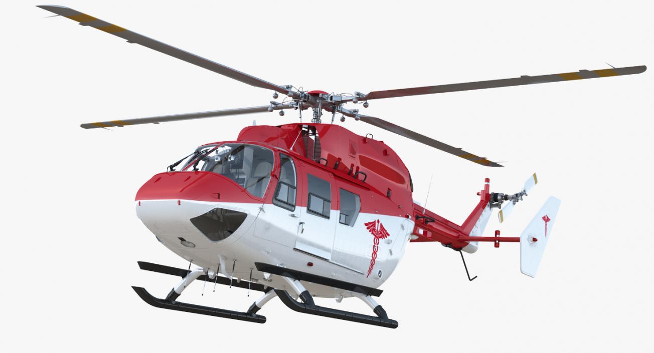 Kawasaki BK 117 Air Ambulance Helicopter Rigged 3D