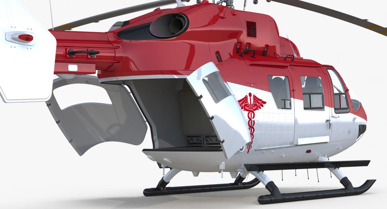 Kawasaki BK 117 Air Ambulance Helicopter Rigged 3D