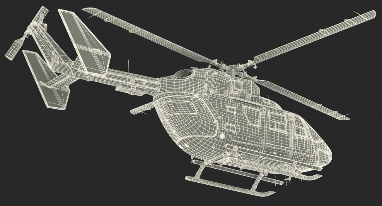 Kawasaki BK 117 Air Ambulance Helicopter Rigged 3D