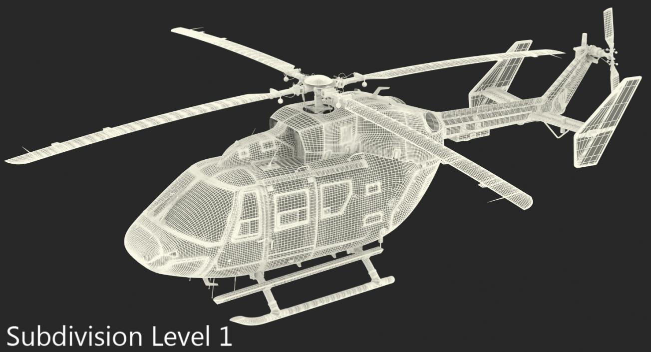 Kawasaki BK 117 Air Ambulance Helicopter Rigged 3D