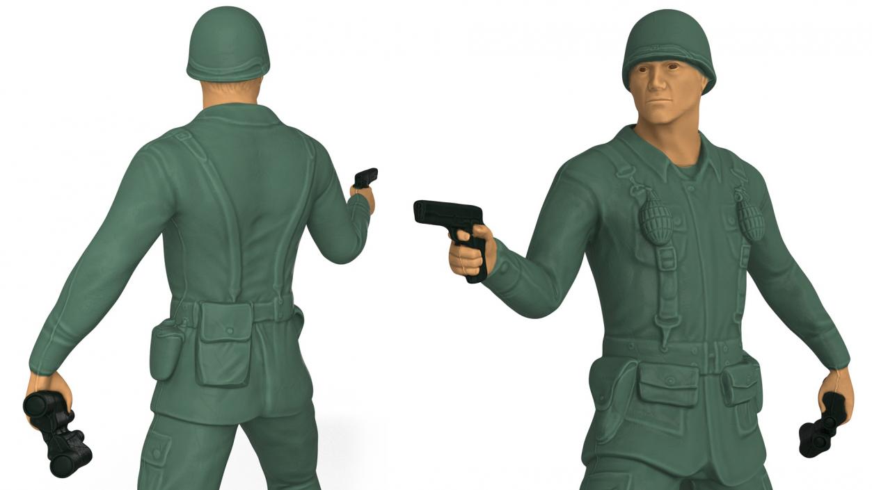 3D Toy Soldier with Pistol and Binoculars model