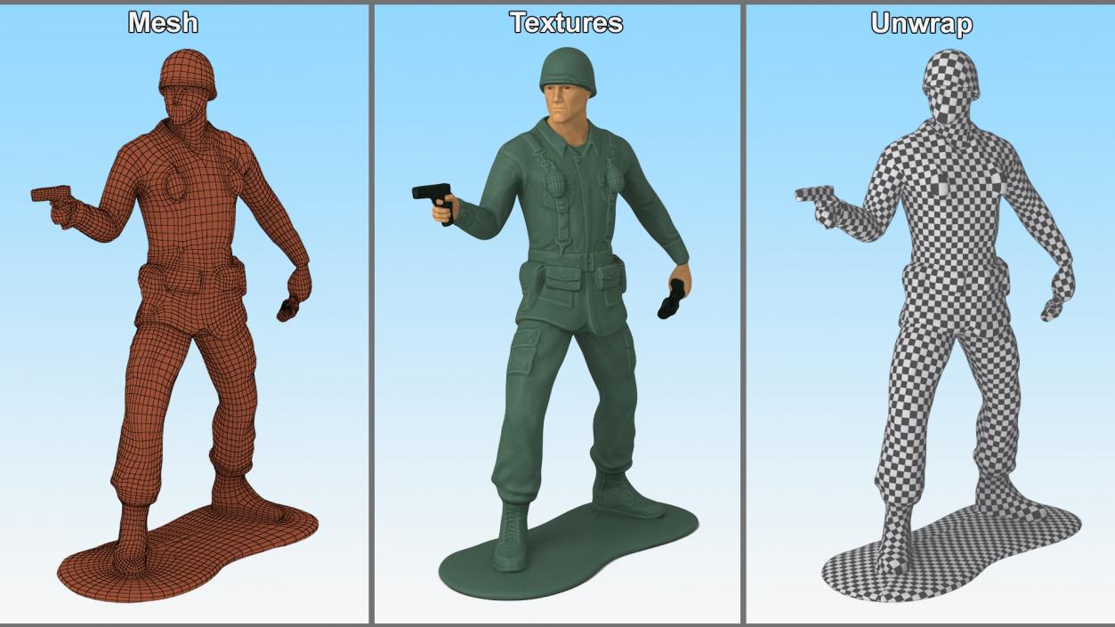 3D Toy Soldier with Pistol and Binoculars model