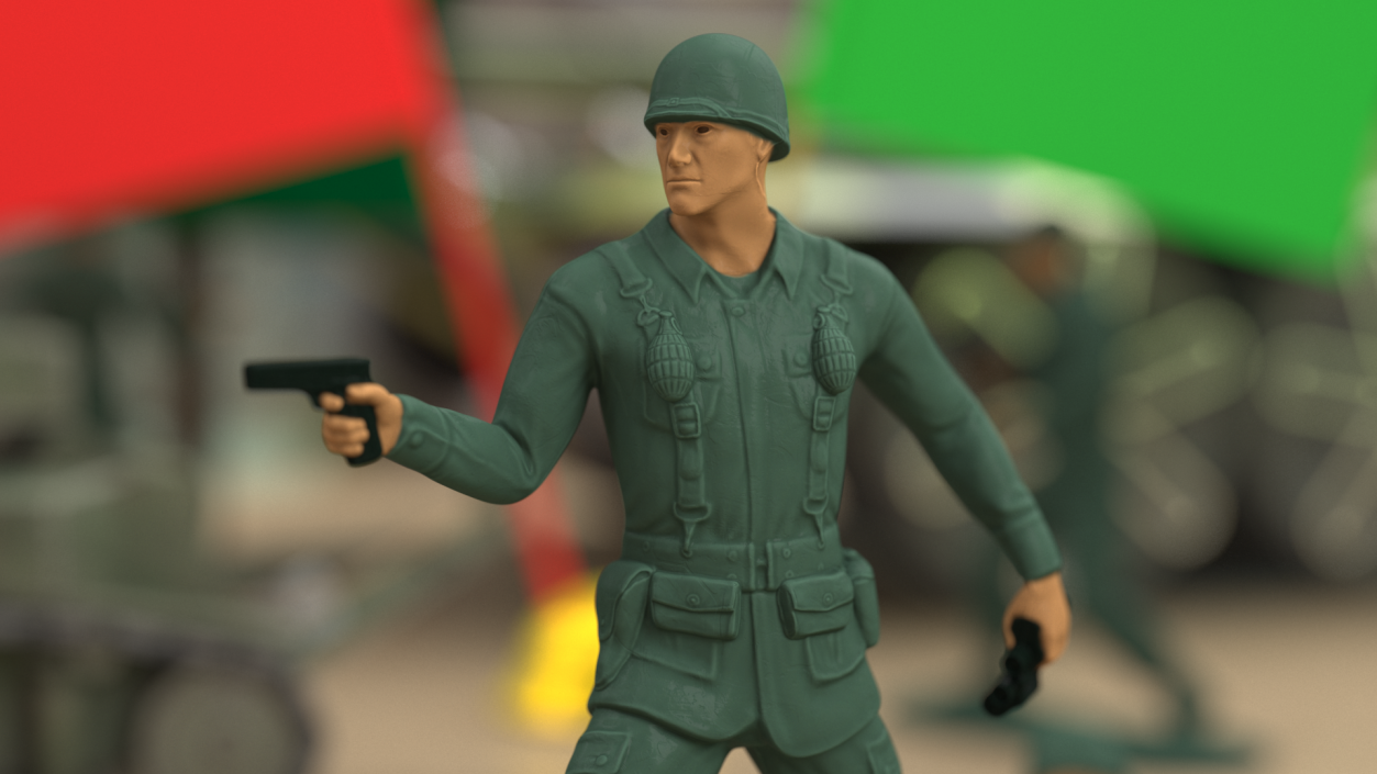 3D Toy Soldier with Pistol and Binoculars model