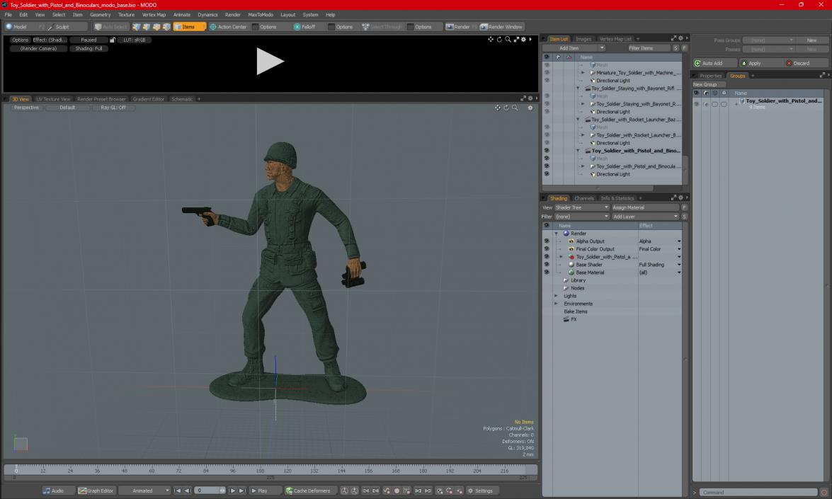 3D Toy Soldier with Pistol and Binoculars model