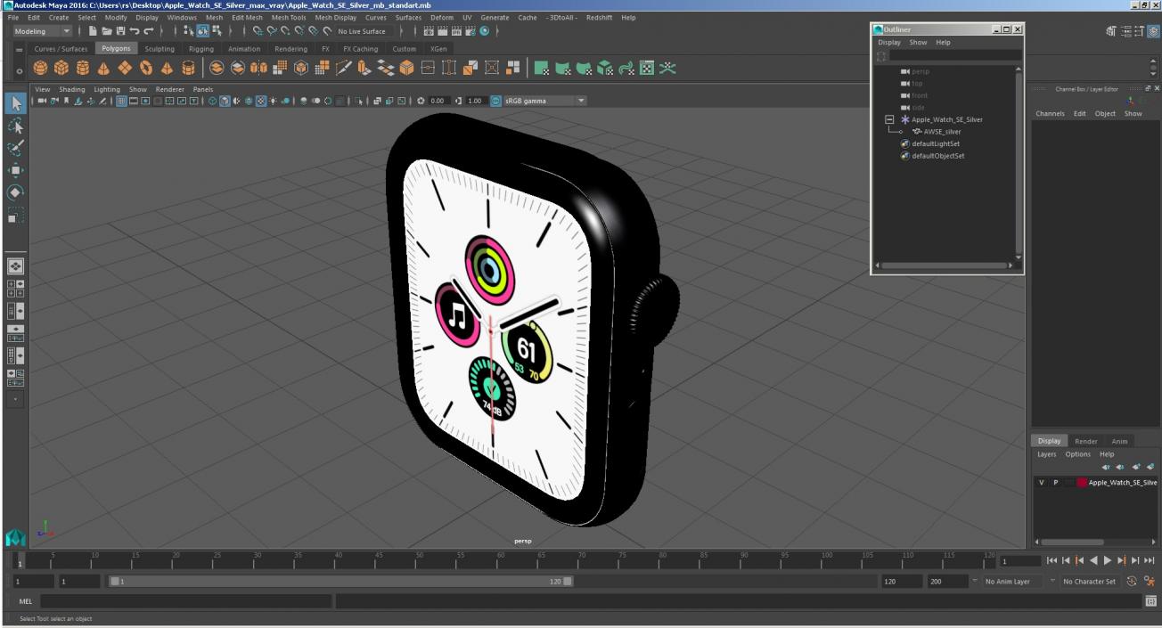 3D Apple Watch SE Silver