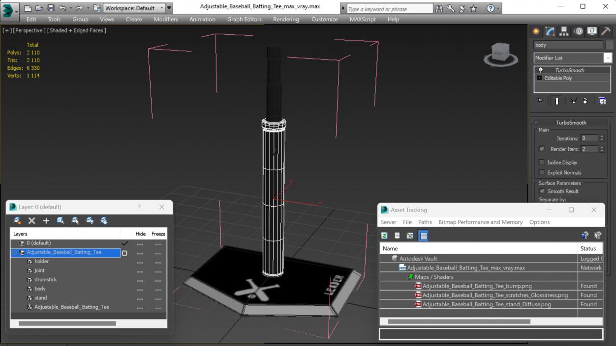 3D Adjustable Baseball Batting Tee