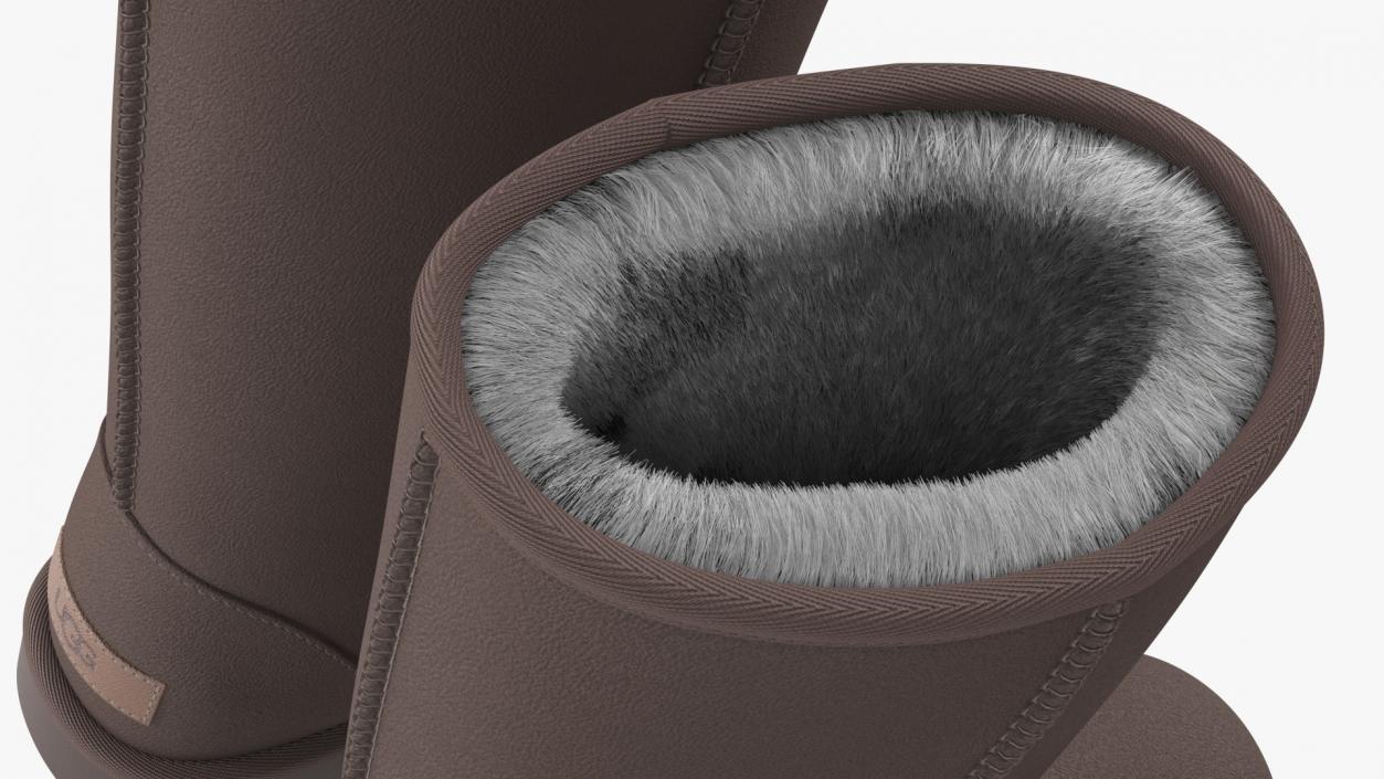 3D Australian UGG Classic Boots Fur Brown model