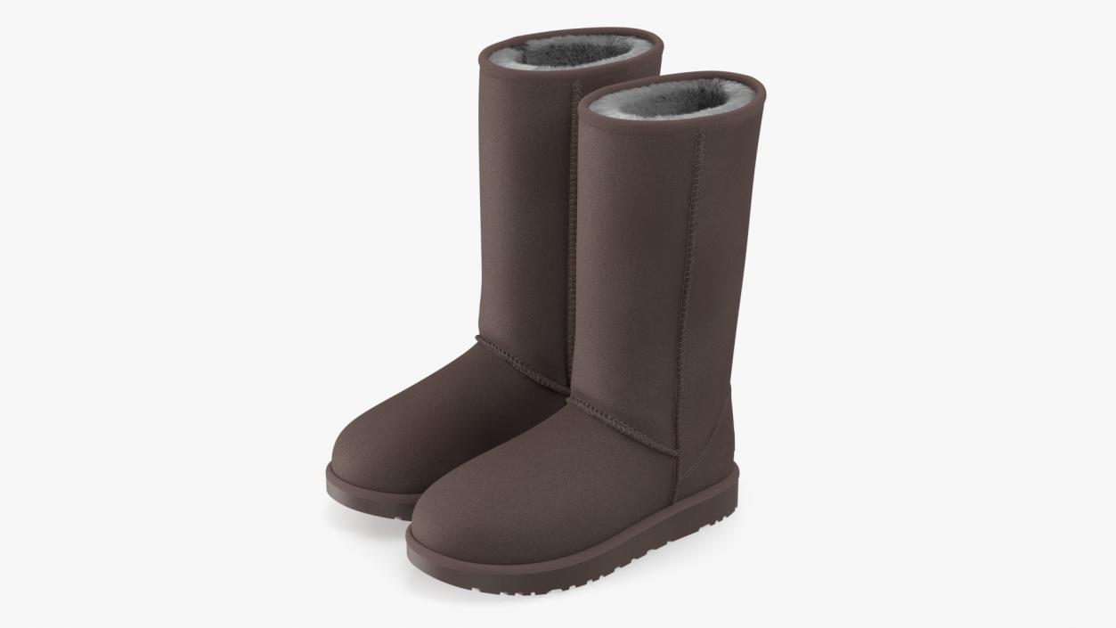 3D Australian UGG Classic Boots Fur Brown model