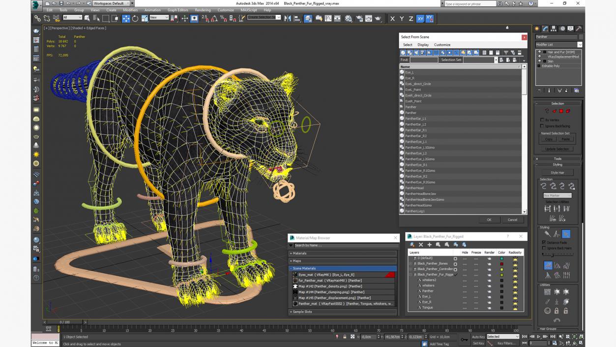 Black Panther Fur Rigged 3D model